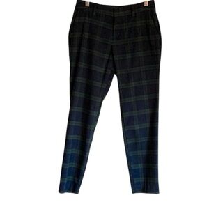 Old Navy Harper Mid Rise Christmas Green Plaid Trouser Pant, size 0
